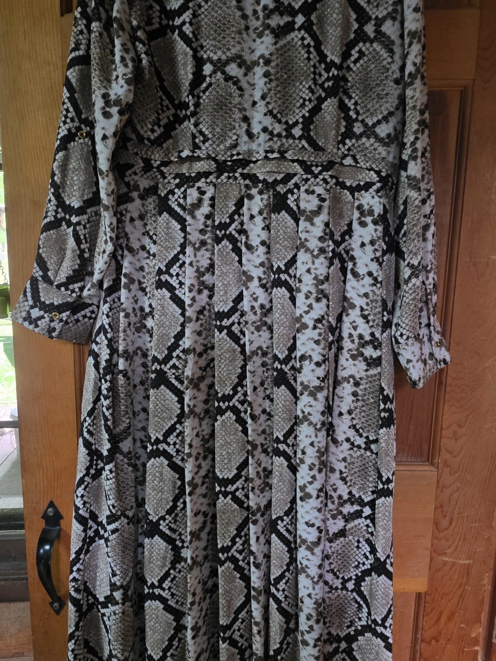 INC International Concepts Snake-Print Long Sleeve Maxi Dress in Black & White